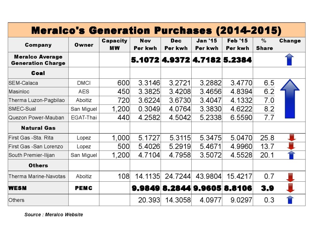 Generation Purchases (Nov. 2014 to February 2015)